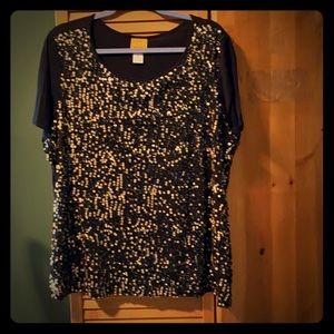Ruby Rd Black Sequined Top size 1X